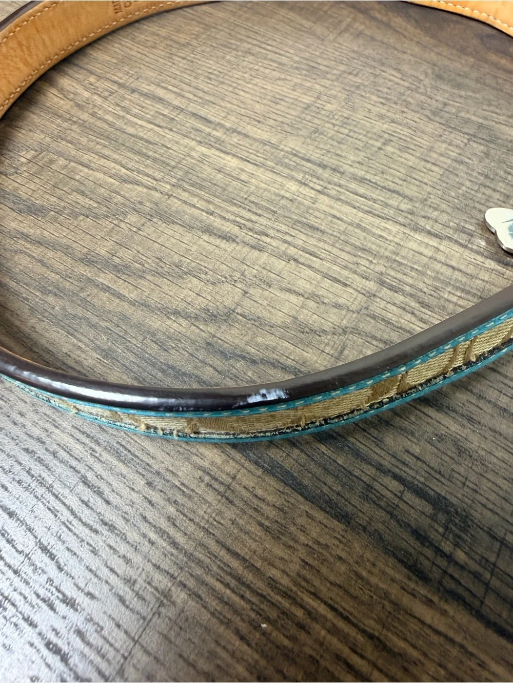 Coach Turquoise and Beige Signature Canvas & Leather Dog Collar with Bone Tag